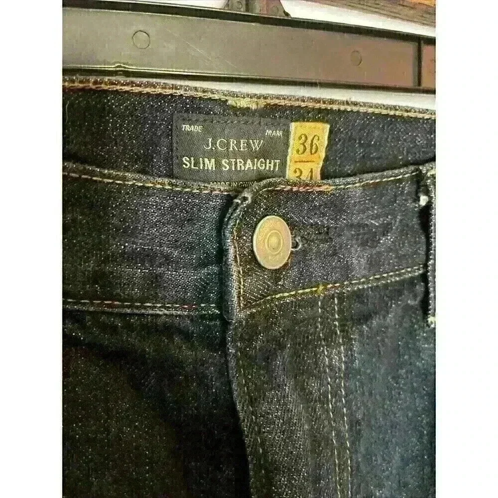 J Crew Jeans Mens 36x34‎ Slim Straight Denim Style 29243 Classic Dark Wash